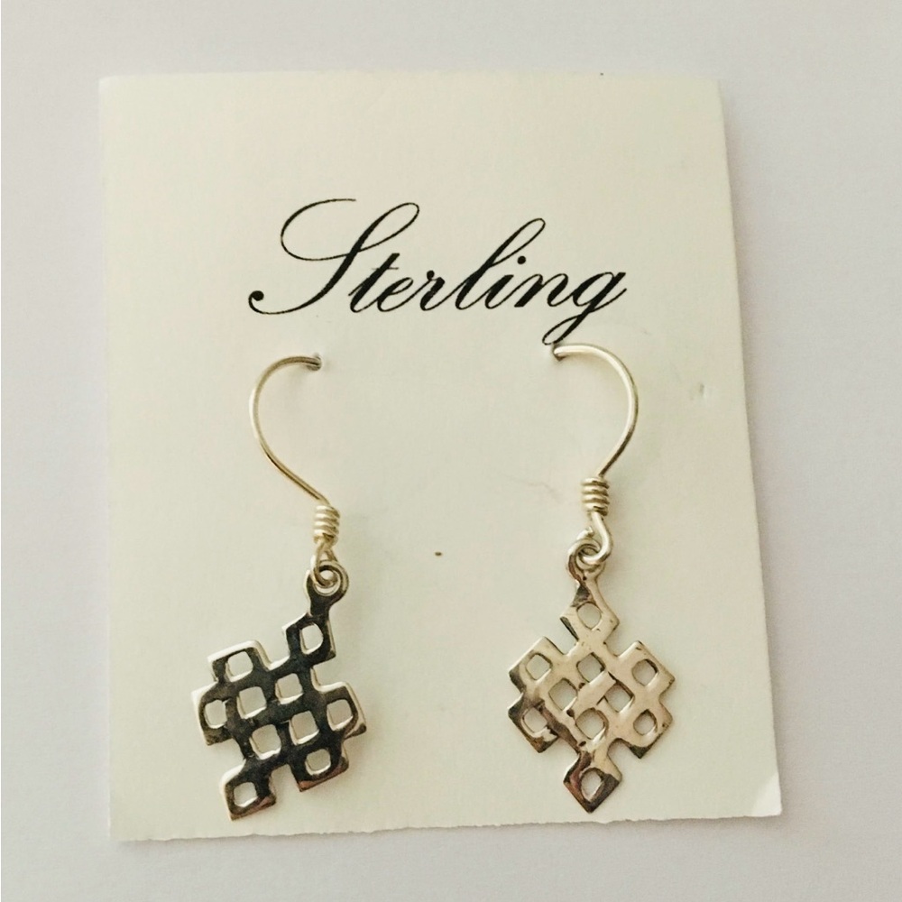 New Small Sterling Silver Geometric Drop Dangle Earrings